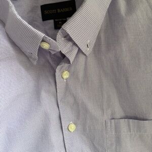 Scott Barber Purple Micro Check Button Down Shirt Mens XL Luxury Cotton
